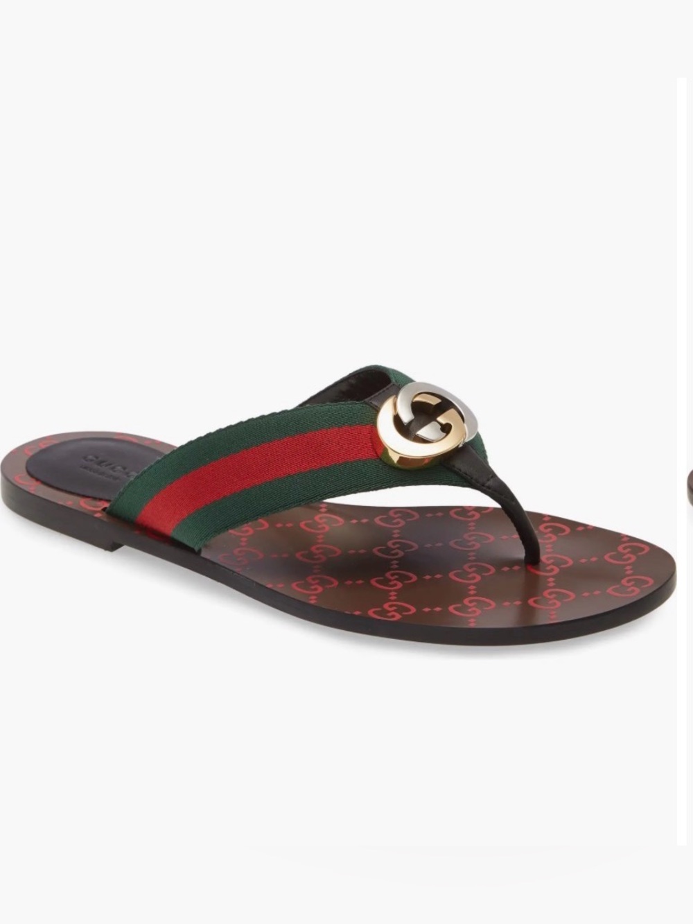 🌹NEW!! Gucci Kika Interlocking GG Web Thong Flip Flop